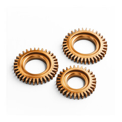 Sticker - three of interlocking gold gears isolate on transparent background
