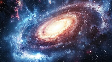 Wall Mural - a swirling galaxy with a bright core and a mix of colors.