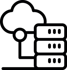 Wall Mural - simple black and white vector icon representing cloud computing connecting to a server database for 