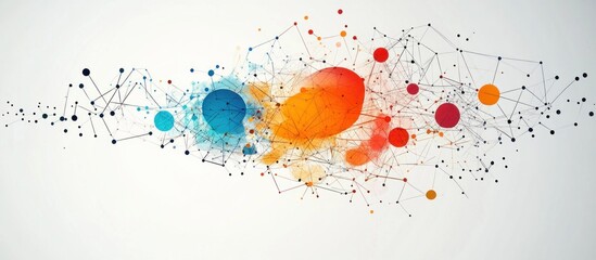 Wall Mural - abstract colorful connected dots forming a network.