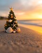 © Narit - Coastal Christmas tree decorated with seashells at sunset