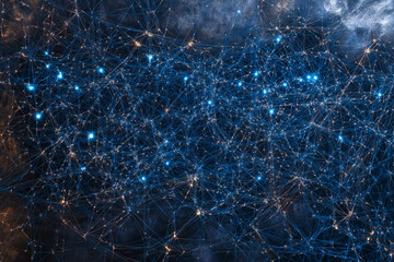 Wall Mural - network connections represented in blue tones