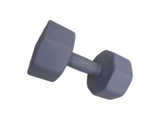 Hexagonal vinyl-covered dumbbells can be used for exercise anywhere.
