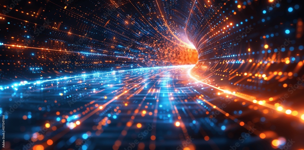 Technology Light Rays Futuristic High Speed Data Transfer and Cyber Technology Background ...