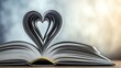 © ANYthinG - An enchanting image of an open book with pages creating a heart shape, representing a deep love for literature. .