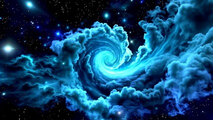 Wall Mural - Witness the beauty of a swirling blue nebula in deep space, showcasing dynamic cloud formations and shimmering stars in a captivating cosmic display