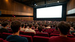 © Jakrapan - Full audience in university auditorium during academic lecture, showcasing engaged students and large screen presentation. atmosphere is focused and attentive