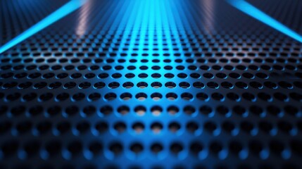 A blue and silver metal surface with a pattern of small circles. Generative AI