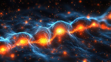 Wall Mural - a blue and orange galaxy with a lot of fire. generative ai