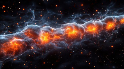 Wall Mural - a long, glowing, fiery line of light in the sky. generative ai