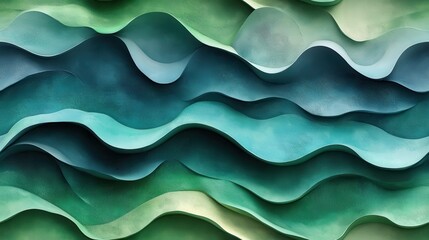 Wall Mural - teal and lime green waves, a fresh modern design featuring a smooth gradient of vibrant colors, perf
