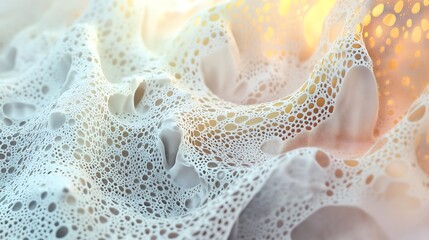 Abstract White Lace with Circular Openings and Soft Lighting