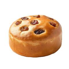 Wall Mural - A small, round cake with raisins on top. transparent background