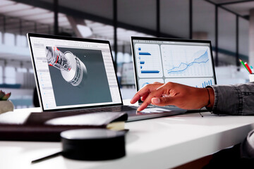 Poster - African American Male Engineer Developing Mechanical Parts