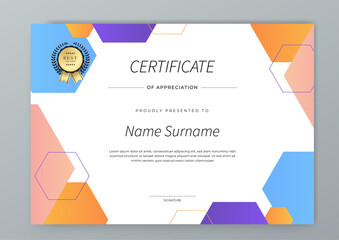 Wall Mural - Colorful Certificate of Appreciation With Modern Design