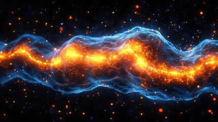Wall Mural - Fantasy space background with swirling nebulae and distant stars. Generative AI