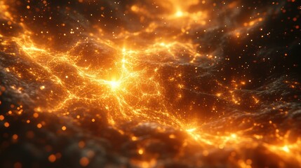Wall Mural - Cosmic explosion illuminates the vast, starry expanse, painting the night sky with celestial fire. Generative AI