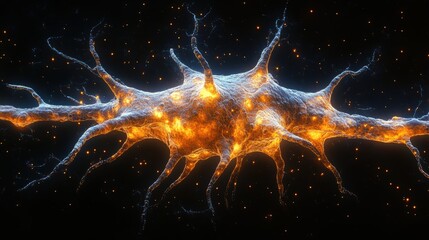 Wall Mural - Glowing Nebula in a Cosmic Ballet of Light and Dark. Generative AI