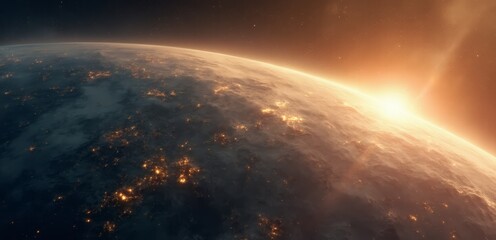 Wall Mural - A view of the earth from space at night