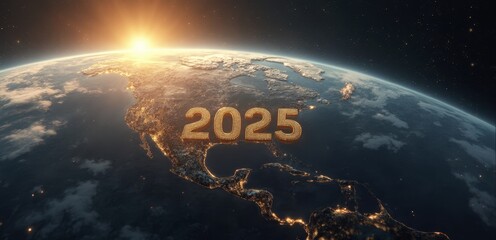 Wall Mural - A view of the earth with the sun setting behind it