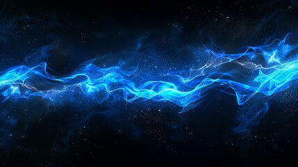 Canvas Print - abstract blue flames on a black background.