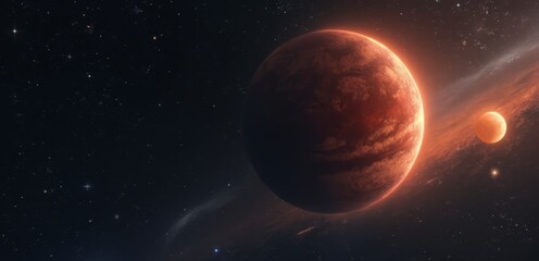 Wall Mural -  An artist's impression of a red planet and a red dwarf planet