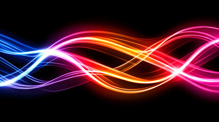 Wall Mural - Colorful light waves on a dark background