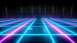 © 用脚 开门 - Vibrant neon grid with glowing blue and pink lines