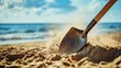 © Rasim - A spade shovel in action, efficiently removing sand, captures the essence of manual labor. This image of a spade shovel provides excellent visual content with ample copy space.