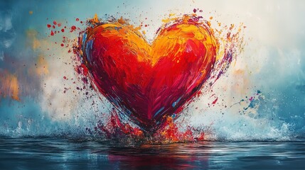 Wall Mural - Heart in Abstract Splash Art for Health Themes 