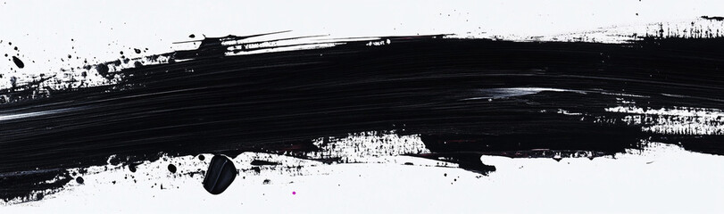 Black ink brush stroke on white background, showcasing dynamic movement and artistic flair. This abstract design adds bold touch to any creative project