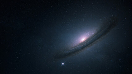 Wall Mural - amazing space galaxy, blue starry background. view from space to a spiral galaxy and stars. universe