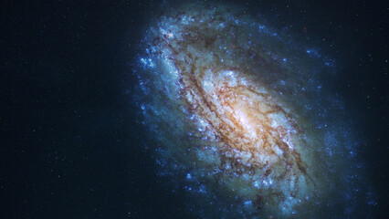 Wall Mural - amazing space galaxy, blue starry background. view from space to a spiral galaxy and stars. universe