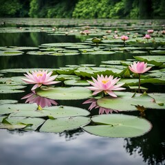 Sticker - pink water lilies