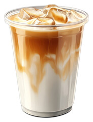 Wall Mural - PNG An isolated plastic cup of an ice macchiato coffee drink beverage caramel.