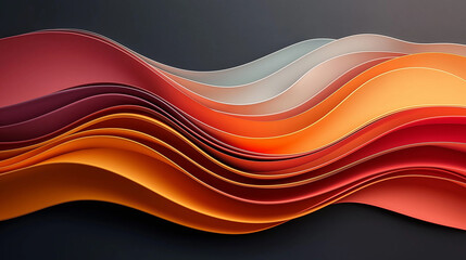 Aufkleber - Abstract background featuring flowing waves in vibrant shades of red, orange, and yellow, creating dynamic and visually appealing design