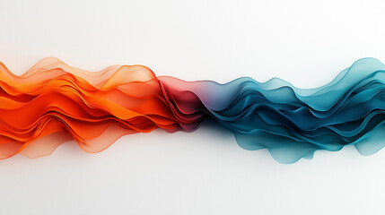 Aufkleber - Flowing waves of orange and blue create vibrant abstract background, evoking sense of movement and fluidity. This design is perfect for modern art and creative projects