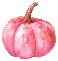 Canvas Print - PNG Pumpkin illustration watercolor pink.