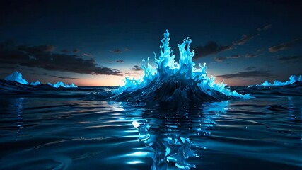 Wall Mural - abstract surreal blue waving surface