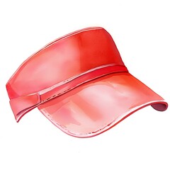 Red Watercolor Visor Hat Illustration.