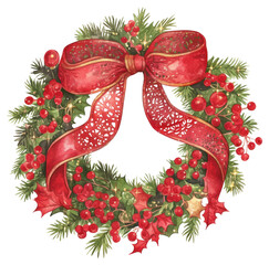 Wall Mural - PNG Wreath christmas red bow.