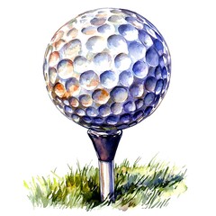 Sticker - Watercolor Illustration of a Golf Ball on a Tee.