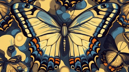 Wall Mural - Colourful butterfly wallpaper.