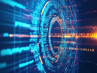 Aufkleber - Investors in digital abyss, virtual numbers and graphs, futuristic data dive