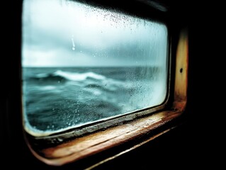 Poster - A view of the ocean through a window of a boat