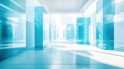 Wall Mural - abstract fantasy architecture with transparent glass and blue elements