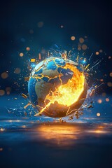 Wall Mural - a broken earth with a fire on it