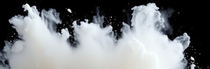 Wall Mural - White smoke billows against a black background, creating an abstract and ethereal effect
