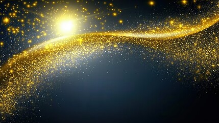 Aufkleber - Golden glittering starry dust trail with magical bokeh lights on a dark background, perfect for festive holiday designs such as Christmas or New Year. This luxurious sparkling element adds elegance an