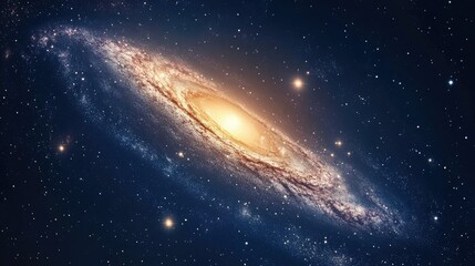 Wall Mural - Beautiful spiral galaxy set against a star-studded background. Glowing nebulae and distant stars accentuate the mystery of space.